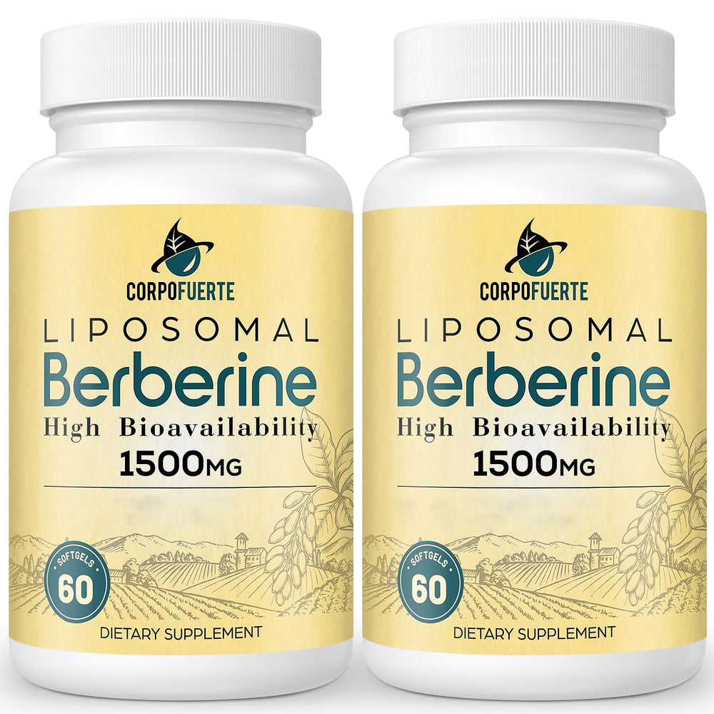 Corpofuerte Liposomal Berberine HCl 1500 mg bottle with sleek label for enhanced absorption.