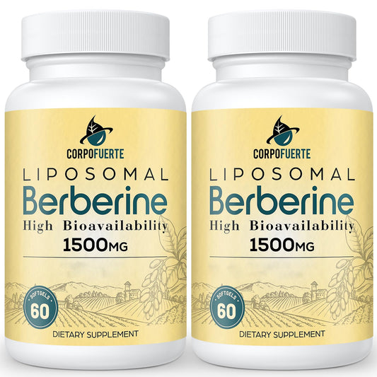 Corpofuerte Liposomal Berberine HCl 1500 mg bottle with sleek label for enhanced absorption.