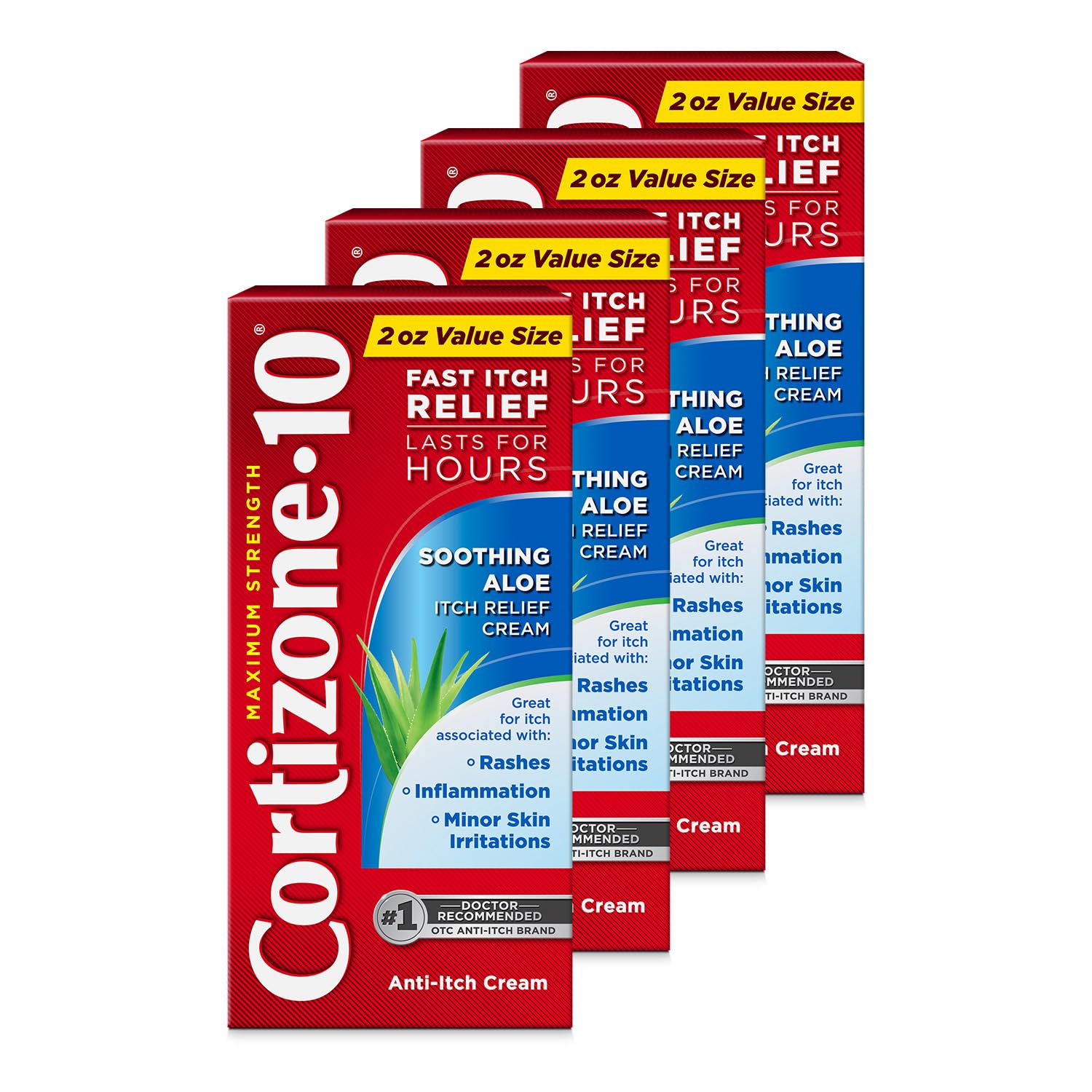 Cortizone-10 maximum-strength soothing aloe cream tube ready for fast itching relief