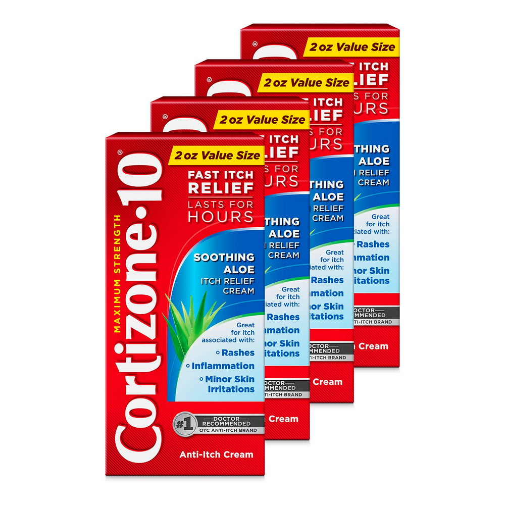 Cortizone-10 maximum-strength soothing aloe cream tube ready for fast itching relief