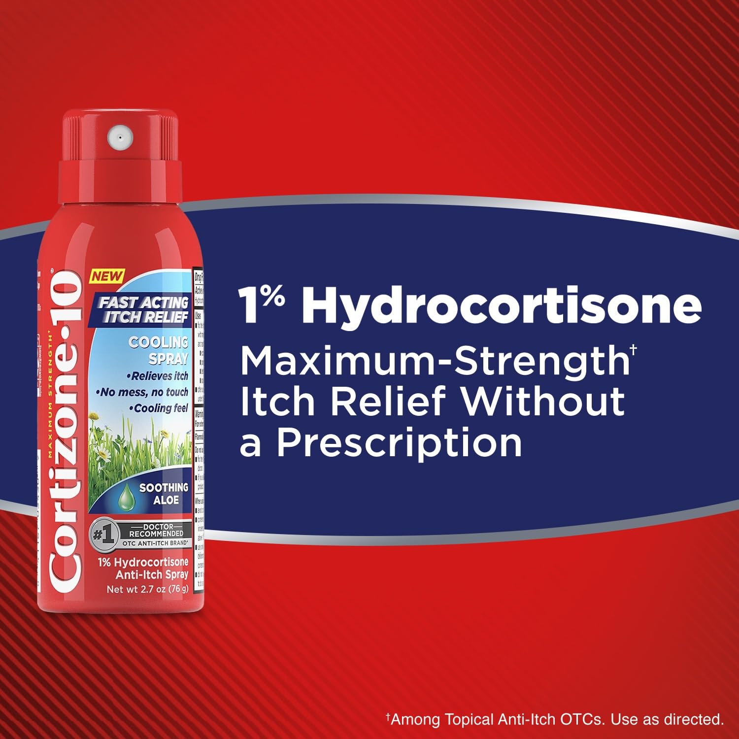 Cortizone-10 upside-down spray enables hands-free application to hard-to-reach areas.