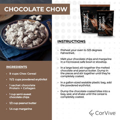 Vanilla flavor CorVive powder tub ready to mix with a beverage.