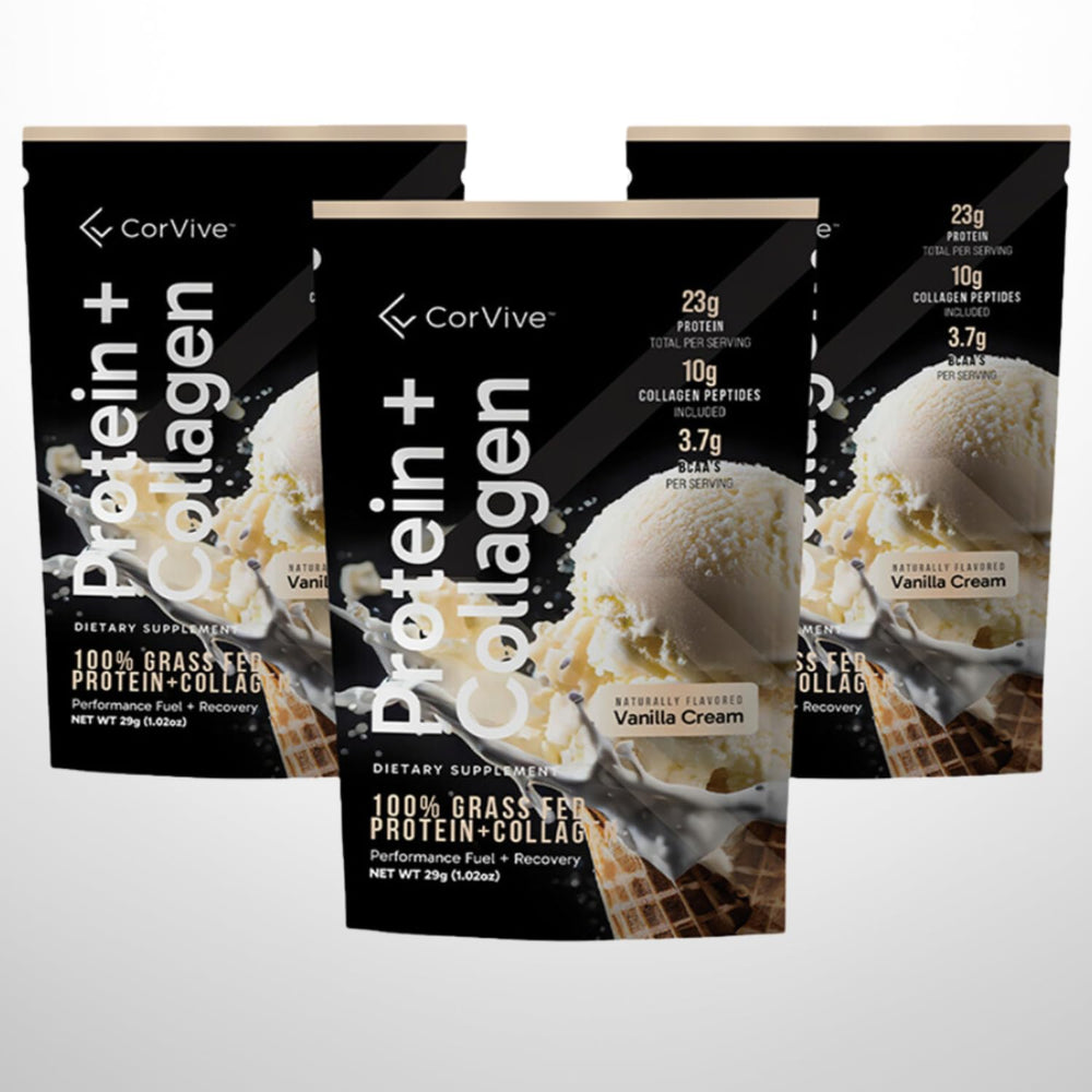 CorVive vanilla shake in glass shows creamy texture and flavor