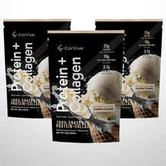 CorVive vanilla shake in glass shows creamy texture and flavor