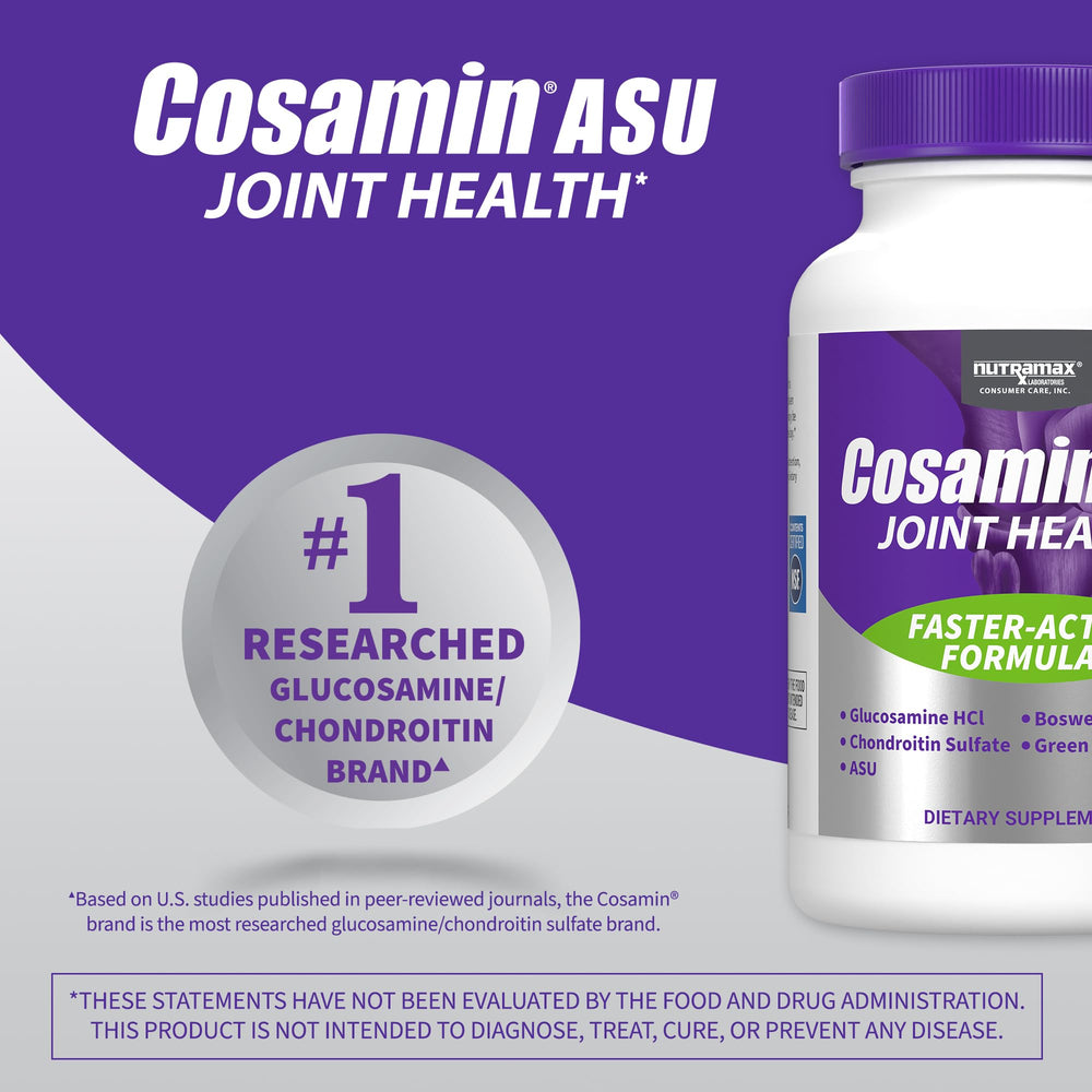 Cosamin ASU bottle with glass for daily use.