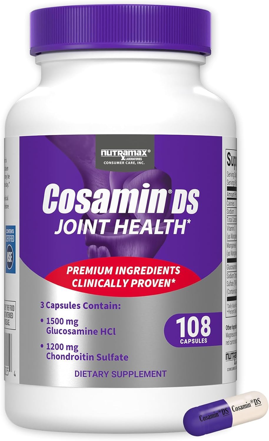 Cosamin DS bottle close-up illustrating daily joint support