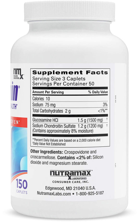 Cosamin DS caplets label underscores premium joint health support ingredients.