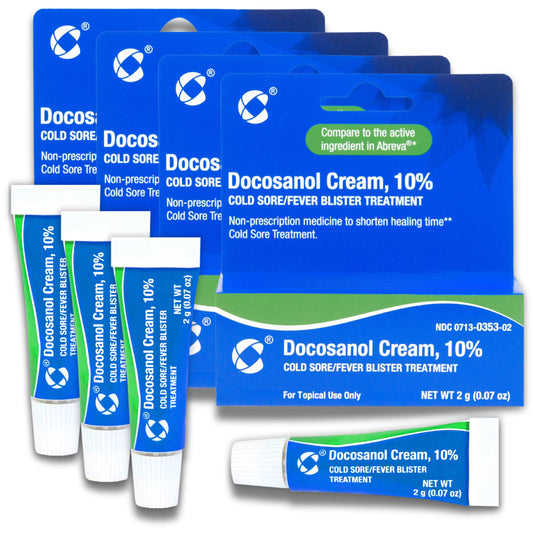 Cosette Docosanol 10% tube for face and lips, portable on-the-go relief.