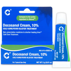 Cosette Pharmaceuticals Docosanol 10% tube used on lip area for mild relief