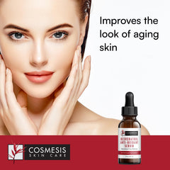 Cosmesis Resveratrol Serum dropper closeup for precise daily antioxidant application.