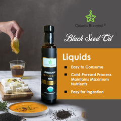Cosmic Element dropper ready for easy daily dosage of black seed oil