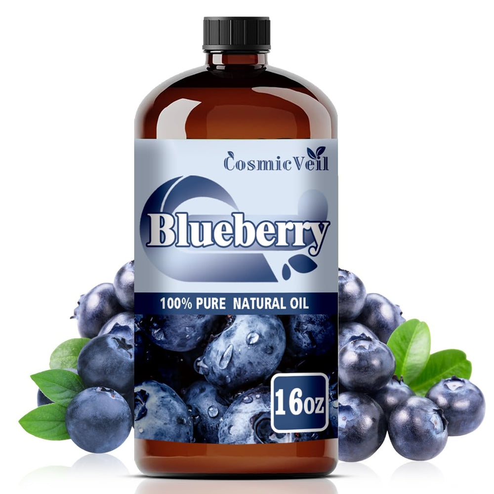 CosmicVeil Blueberry oil bottle with dropper for precise diffuser and DIY blend application.