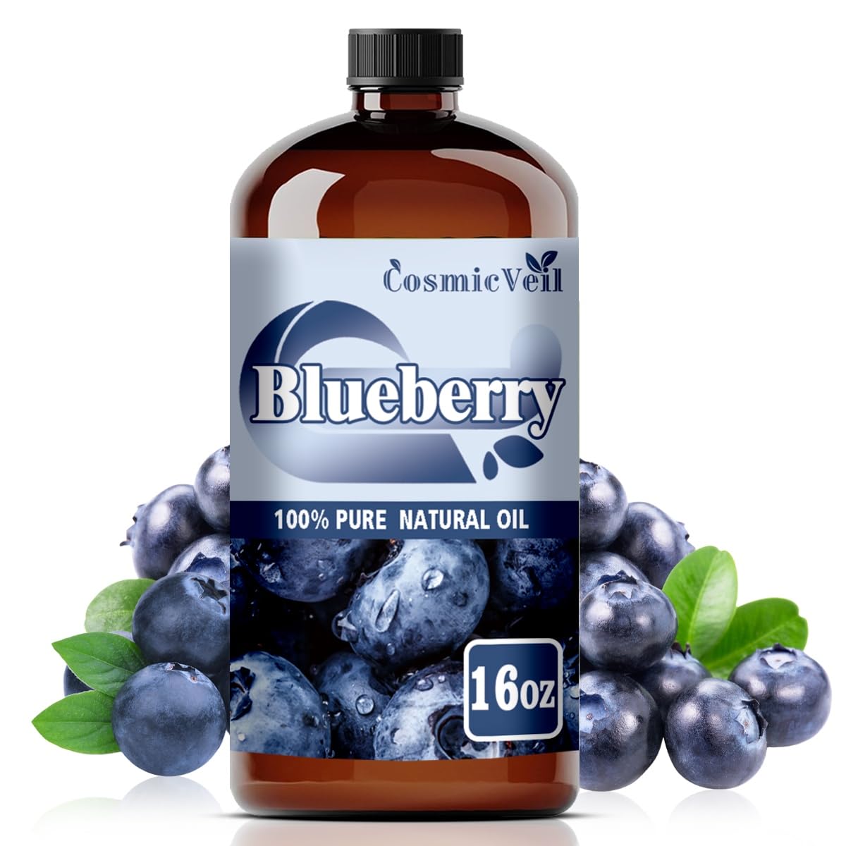 CosmicVeil Blueberry oil bottle with dropper for precise diffuser and DIY blend application.