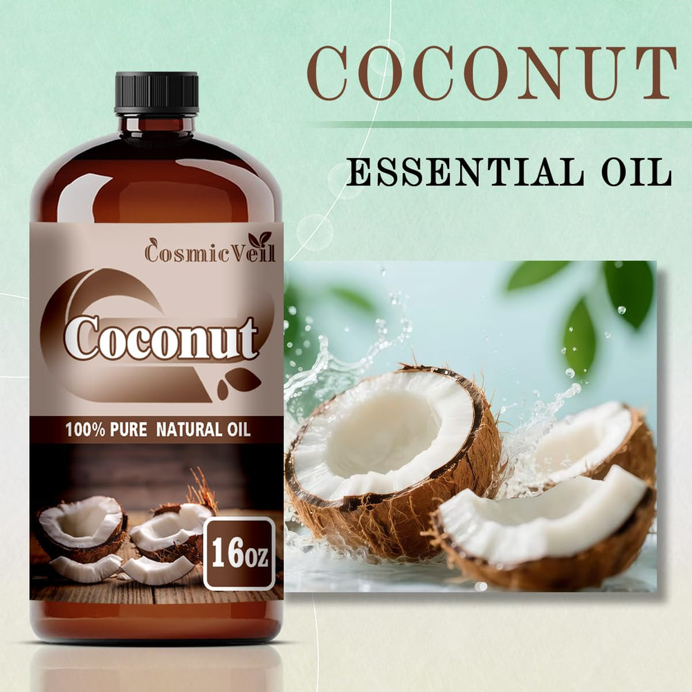 CosmicVeil Coconut Essential Oil in amber bottle preserves aroma and purity.