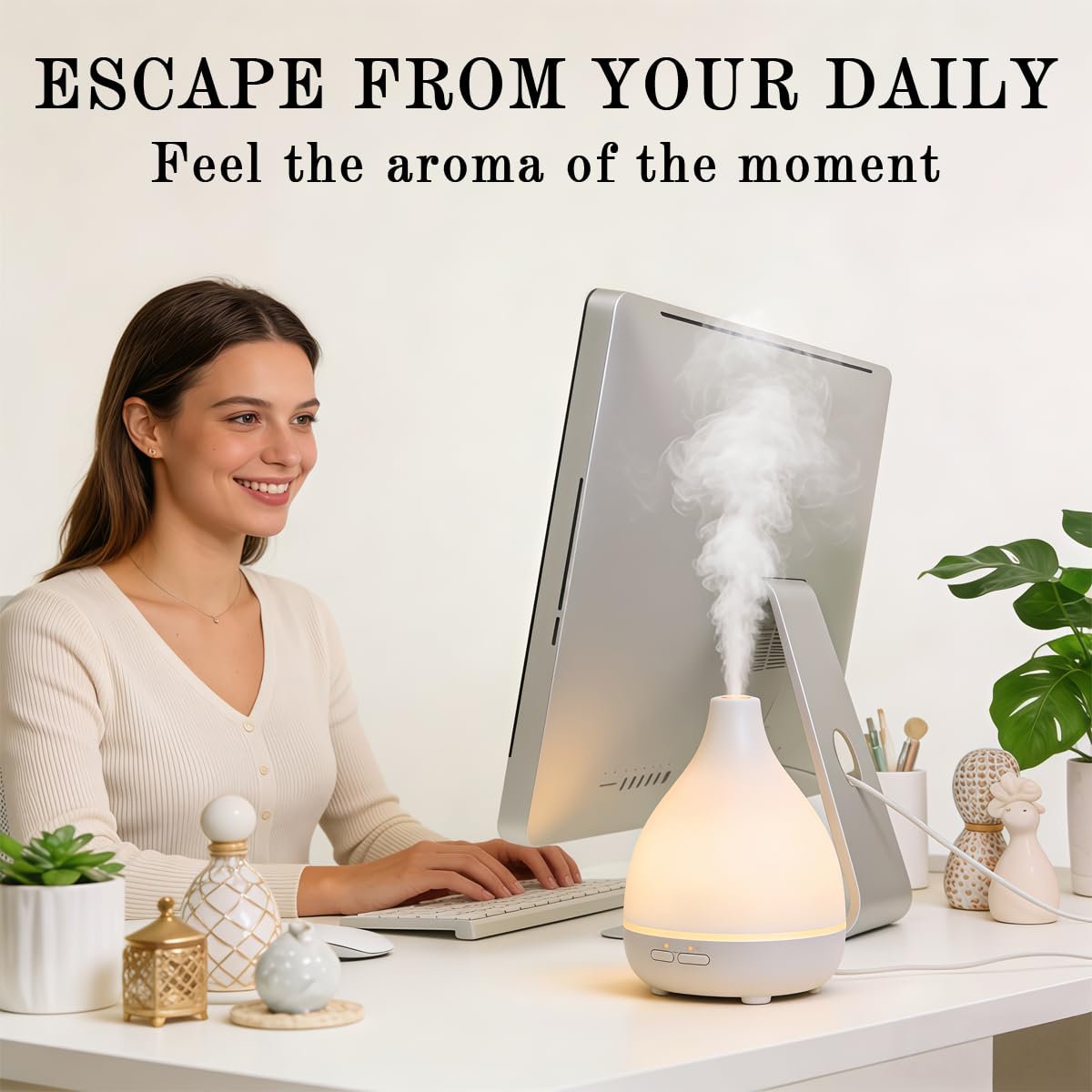 CosmicVeil Coconut Essential Oil aroma released in a diffuser for ambience.