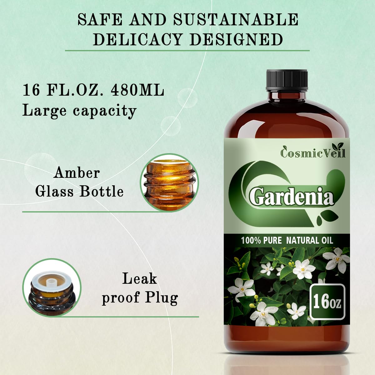 CosmicVeil Gardenia oil with flow-control dropper for precise use.