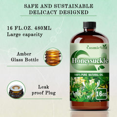 CosmicVeil Honeysuckle amber glass bottle preserves purity and aroma.