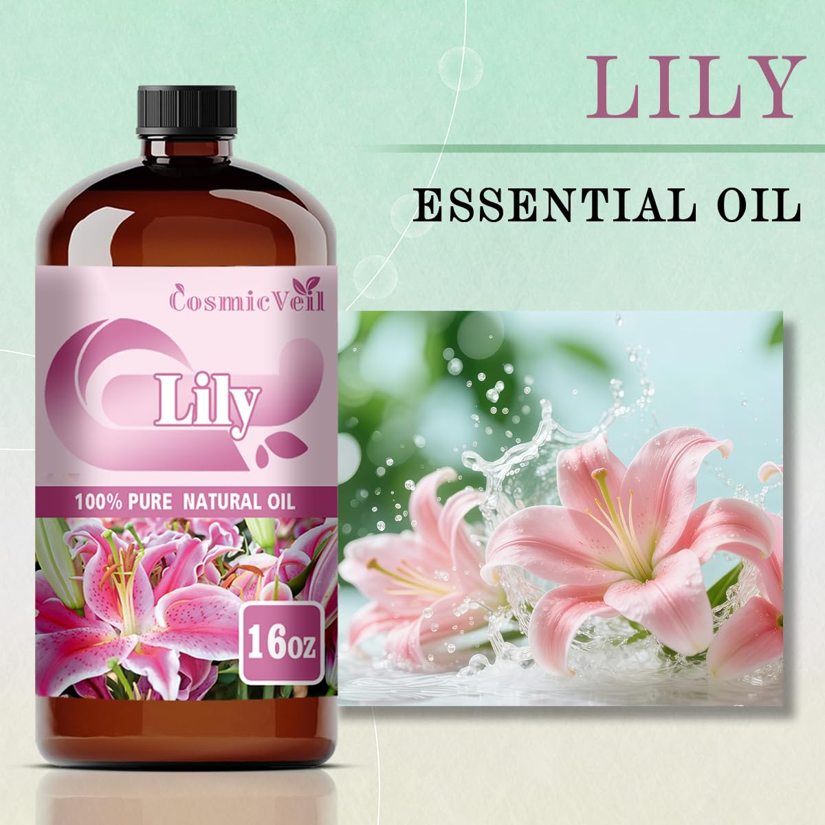 Lily essential oil in diffuser creating a calm ambiance