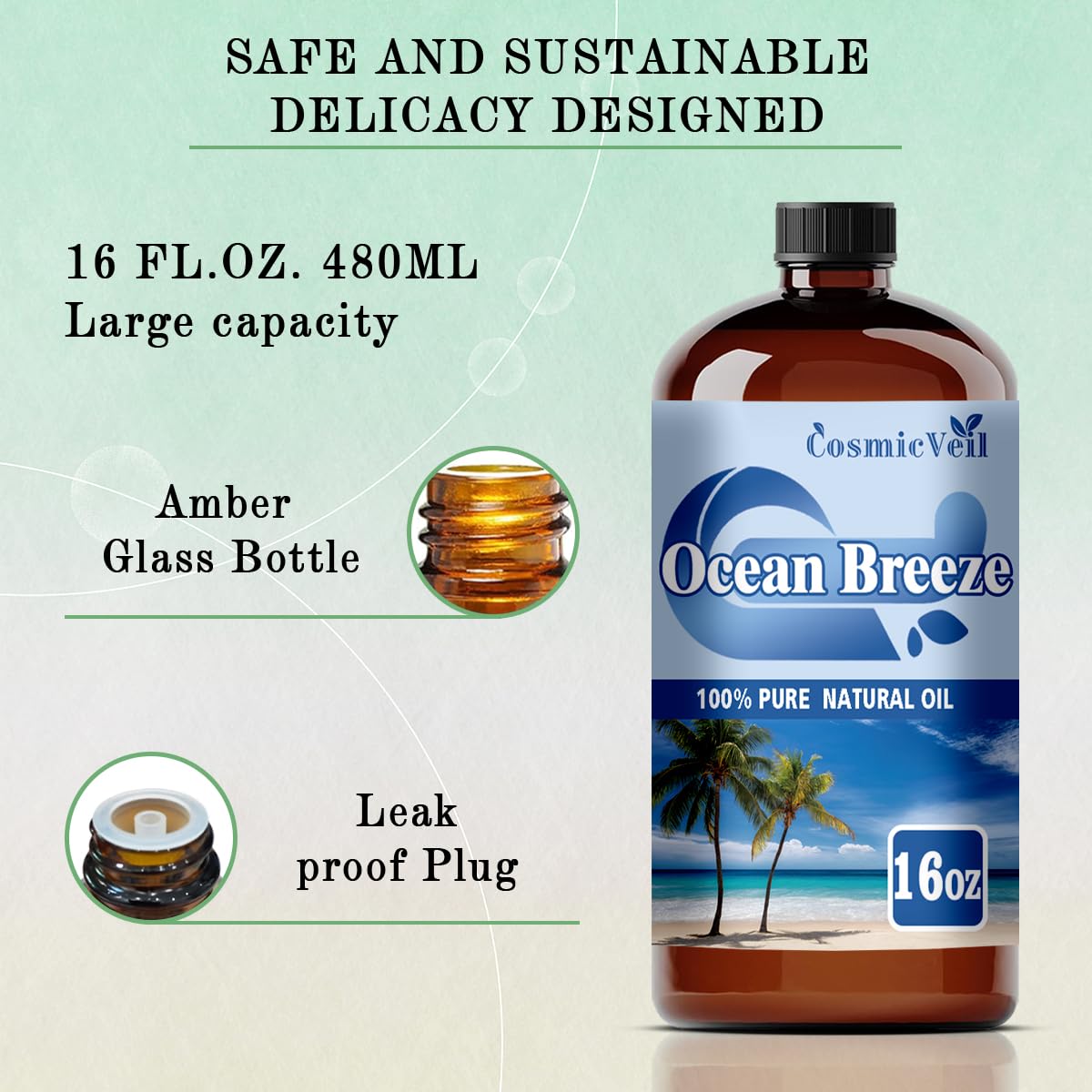 CosmicVeil Ocean Breeze aroma oil for diffusers creates inviting, serene rooms.