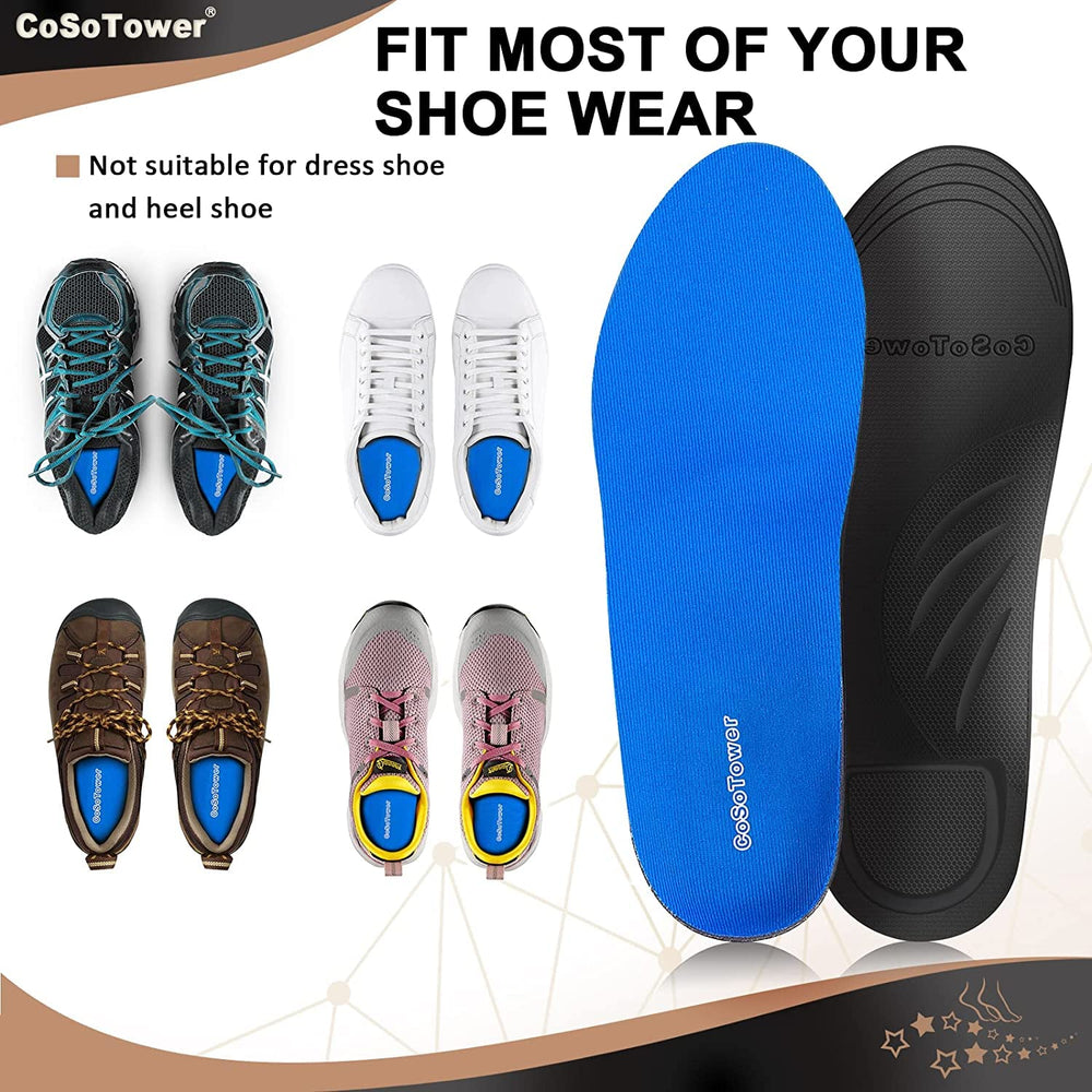 CoSoTower insoles with breathable fabric top keep feet cooler during long wear.