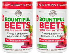 Country Farms Bountiful Beets Powder canister, side view, supports daily energy.