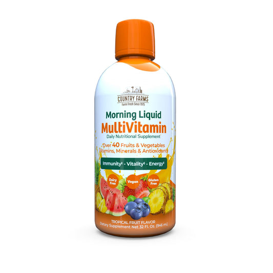 Country Farms Morning Liquid Multivitamin bottle ready for daily immune support and energy.
