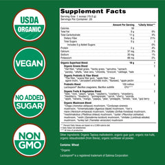 Country Farms Super Greens bottle on kitchen counter for busy mornings