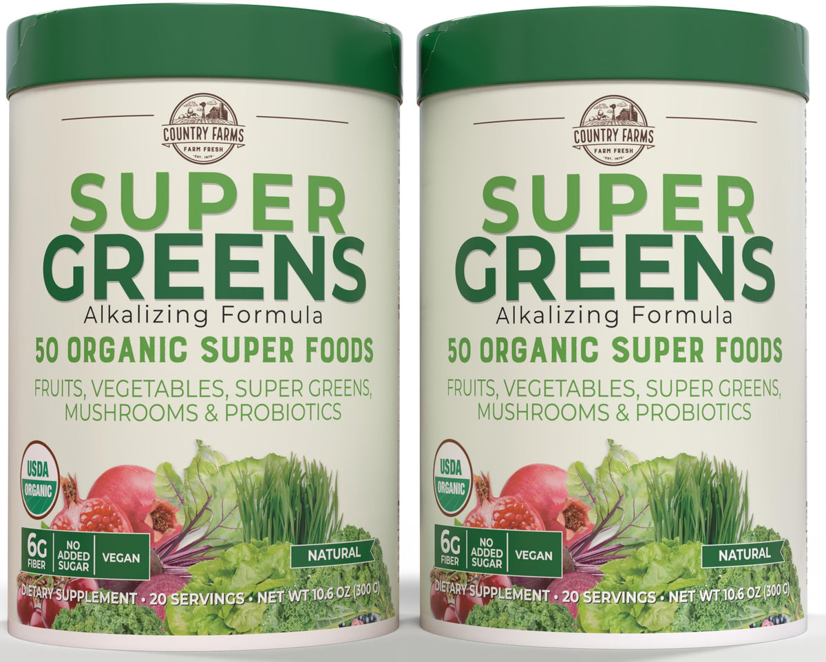 Country Farms Super Greens bottle pour for quick daily nutrition boost