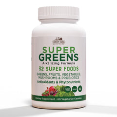 Country Farms Super Greens VegiCaps bottle front, convenient daily greens in one capsule.