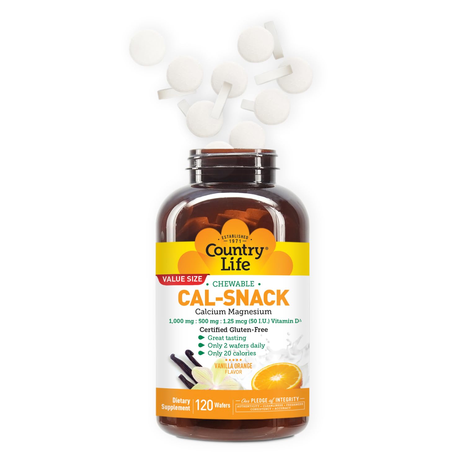 Country Life Cal-Snack wafers served as an easy daily calcium magnesium source.