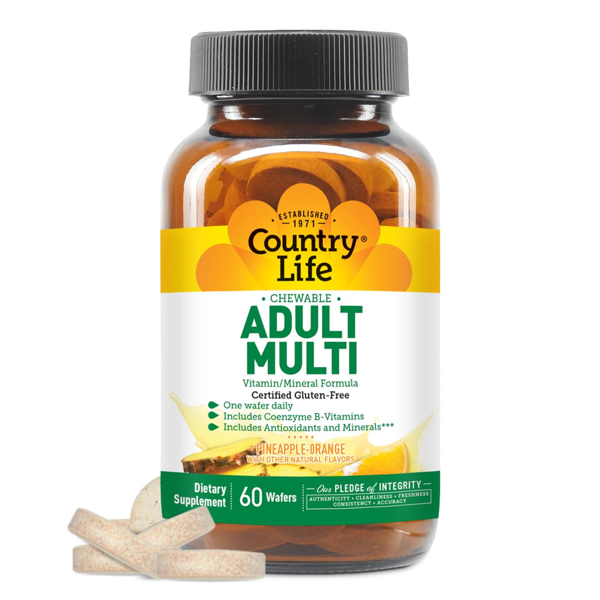 Country Life chewable multivitamin bottle for convenient daily immune support.