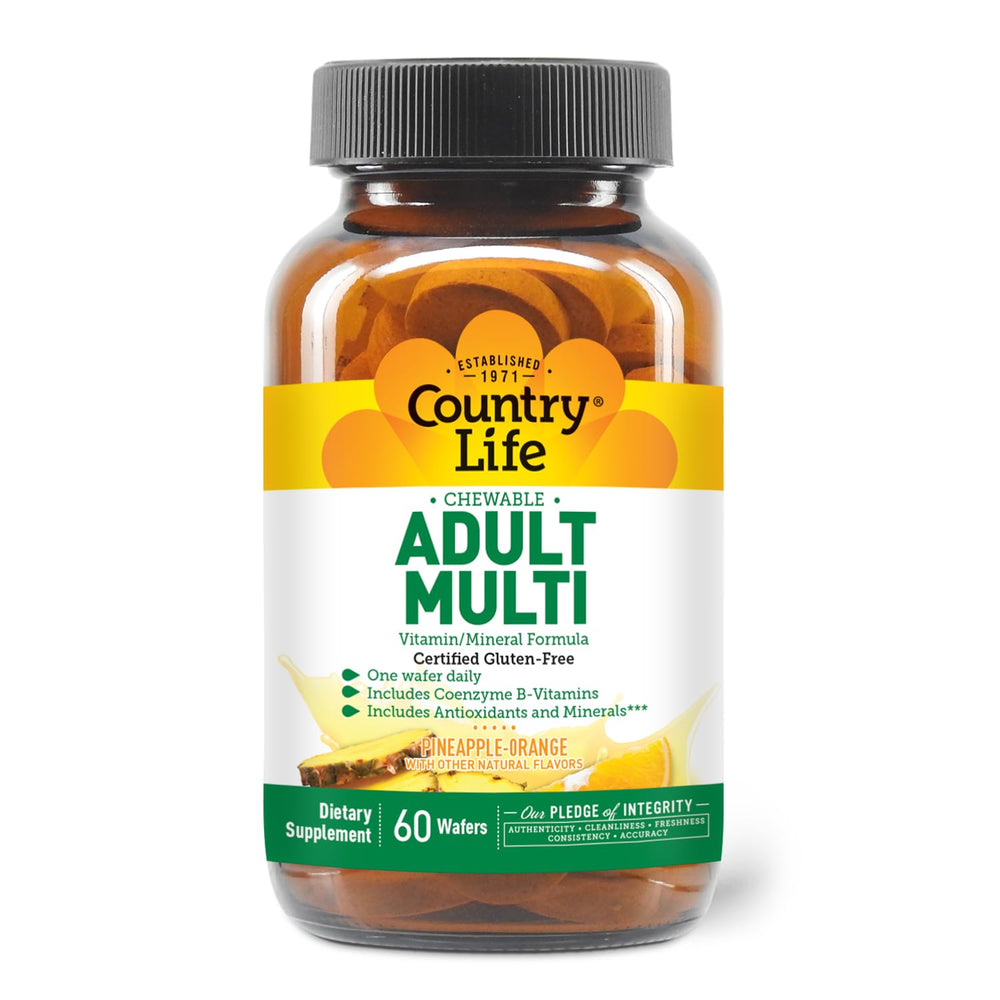 Country Life pineapple-orange wafer highlighting tasty flavor for daily nutrition.