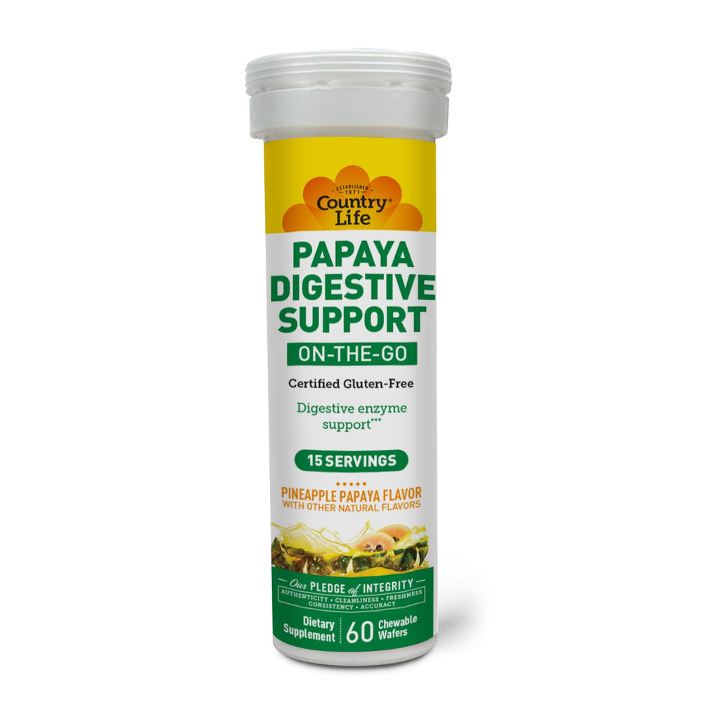 Country Life enzyme blend with papain, protease, and alpha-amylase aids digestion
