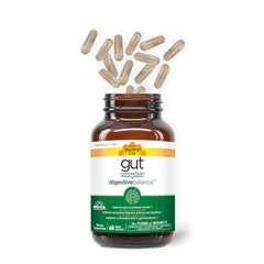 Country Life Gut Connection bottle pour illustrating simple four-capsule daily dose