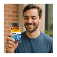 Country Life Max for Men individual tablets; closeup shows vegetarian pill design.