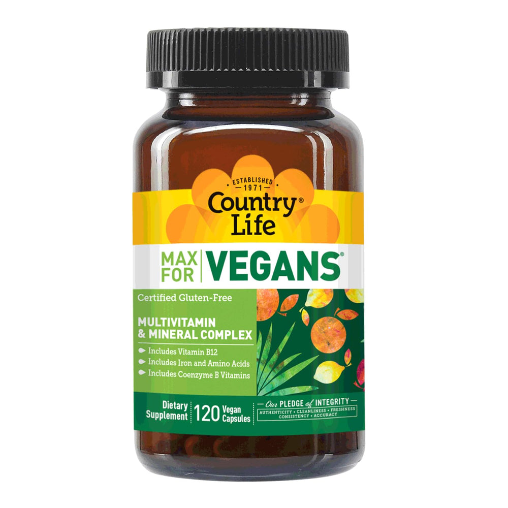 Country Life Max for Vegans vegan certification seal close-up indicating trusted vegan status.