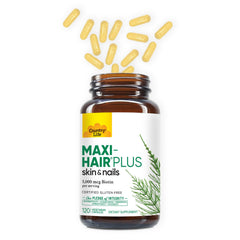 Country Life Maxi-Hair Plus sealed cap for easy daily dosing.