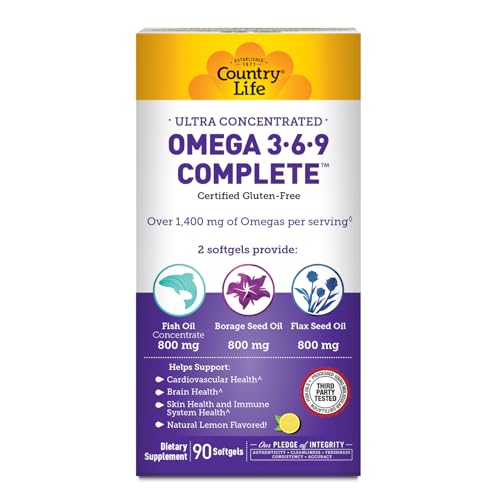 Country Life Omega 3-6-9 bottle front showing label and branding.