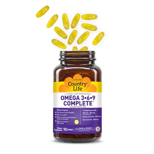 Country Life Omega 3-6-9 recyclable packaging supporting sustainability.