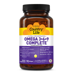 Country Life Omega 3-6-9 softgels for easy daily omega intake.