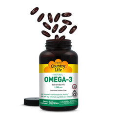 Country Life Omega-3 burpless softgels visual close-up