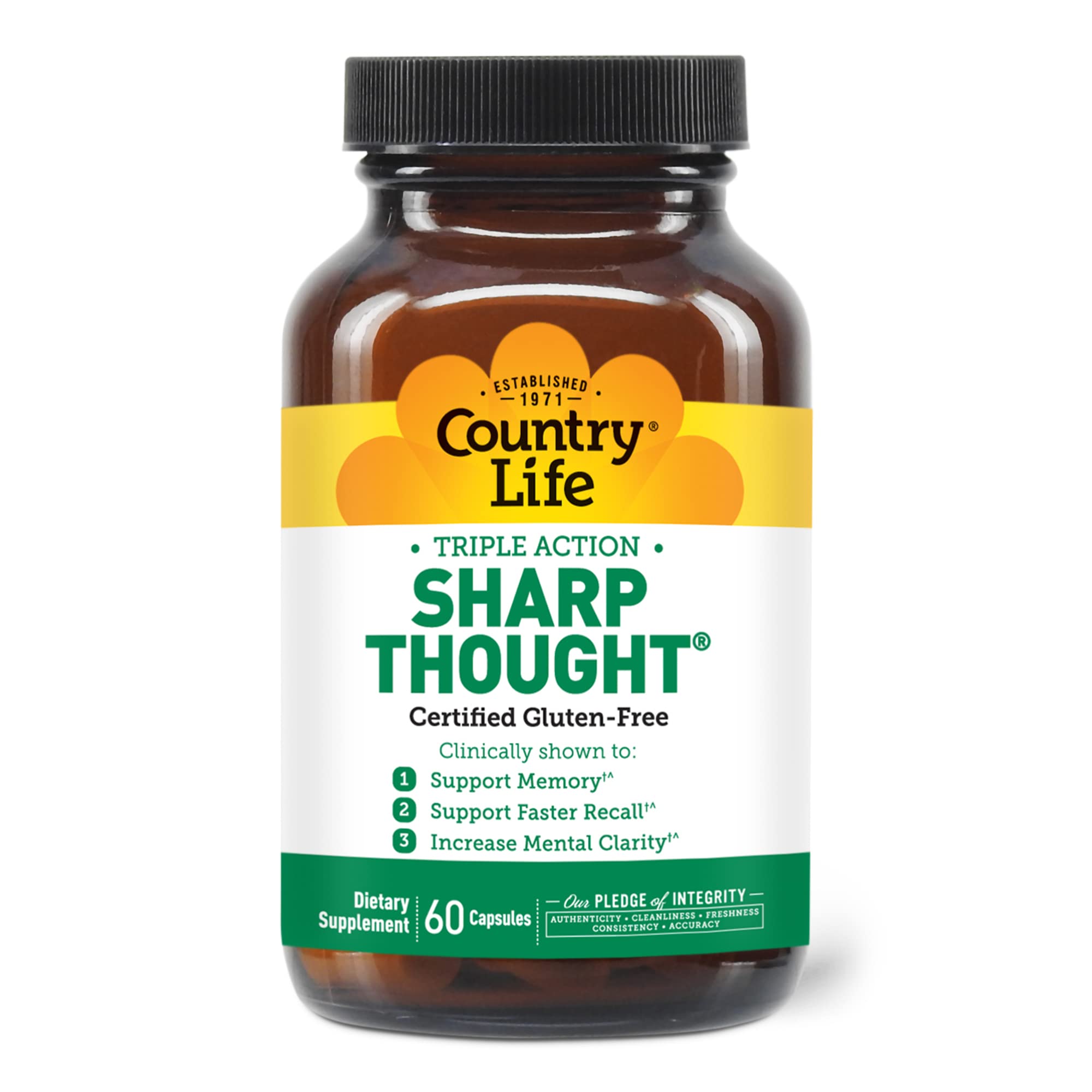 Country Life Sharp Thought bottle for memory support and mental clarity.