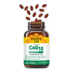 Country Life Simply CoQ10 dosage label shows 100 mg per softgel.