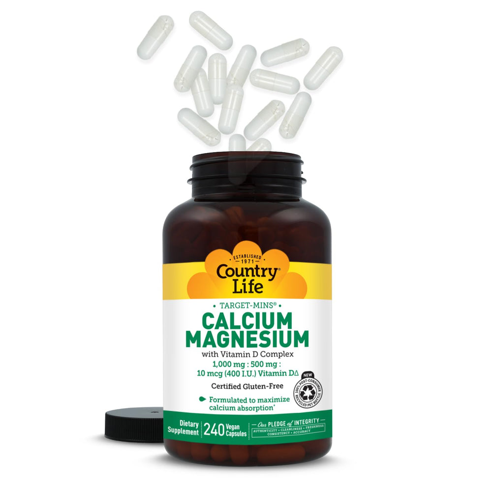 Country Life Target-Mins infographic-style graphic indicates calcium-to-phosphorus ratio benefits.