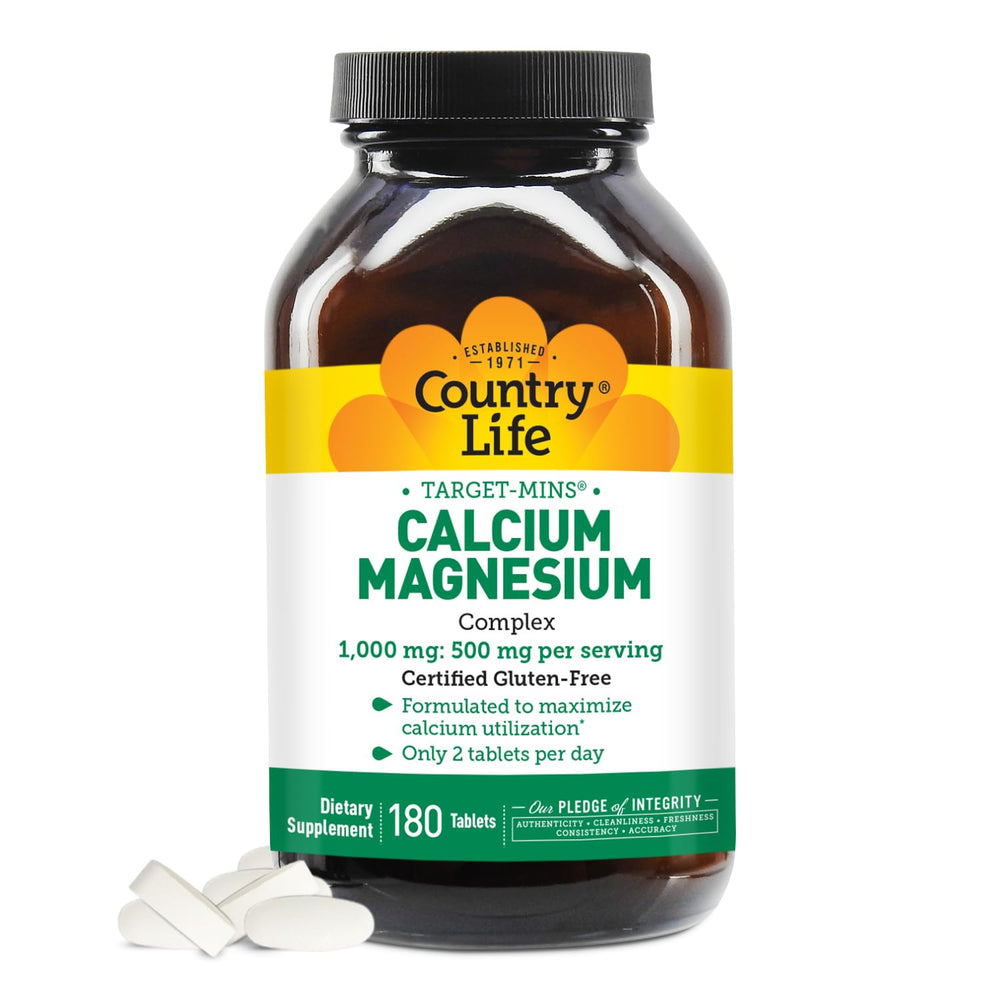 Country Life Target-Mins Calcium Magnesium bottle front for bone health support