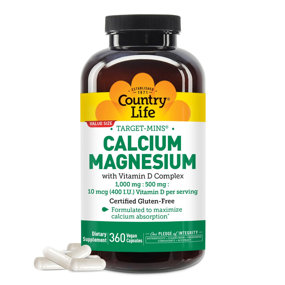 Country Life Target-Mins calcium magnesium vitamin D bottle for daily mineral support