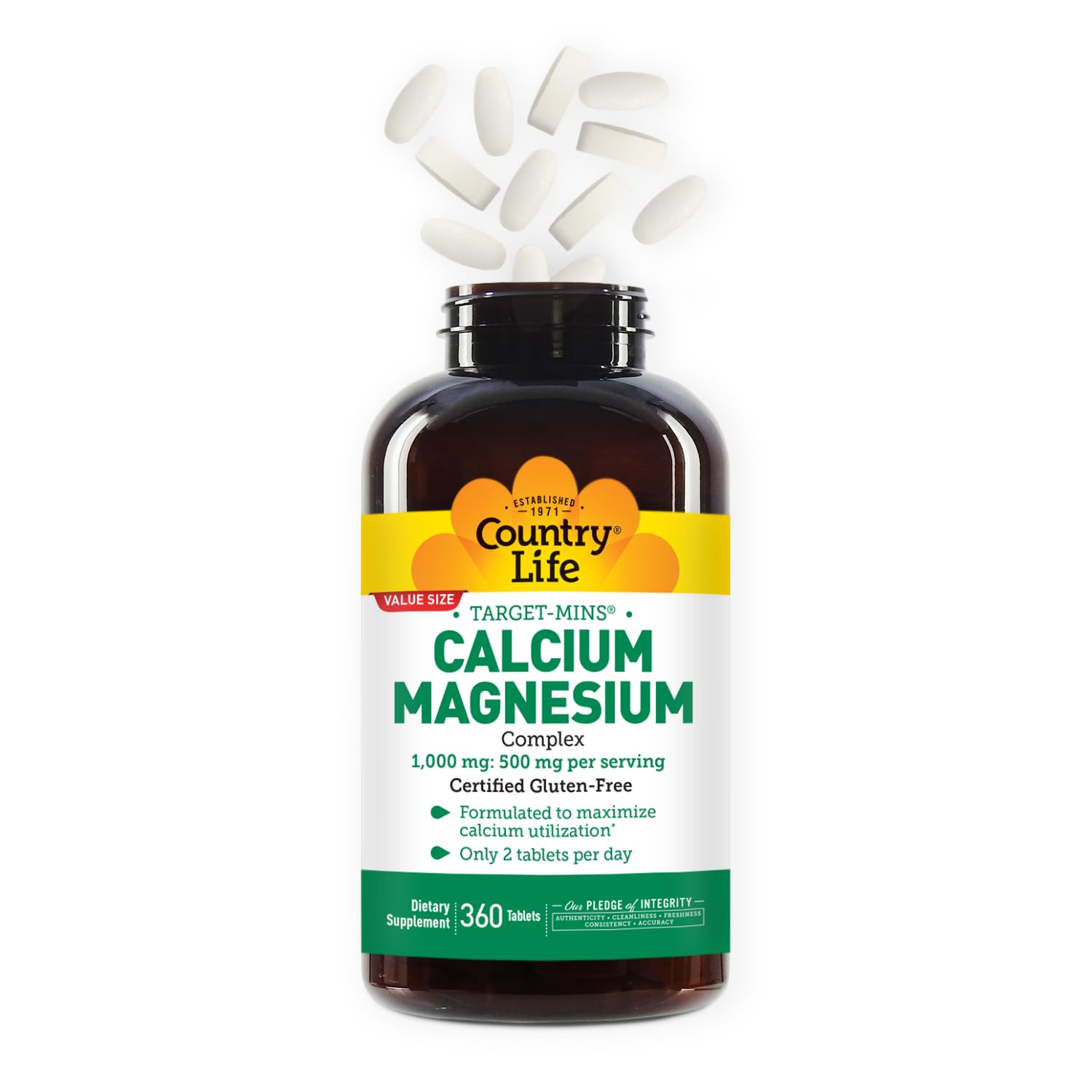 Country Life Target-Mins capsules being poured for convenient daily use.