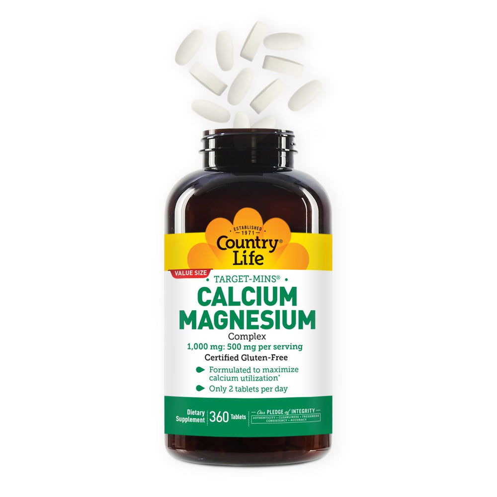 Country Life Target-Mins capsules being poured for convenient daily use.