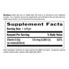 Country Life Vegan D3 5000 IU softgels in hand for easy use.