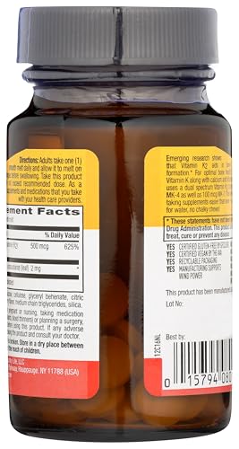 Country Life Vegan Vitamin K2 chewable tablets close-up highlighting easy daily use and bone support.